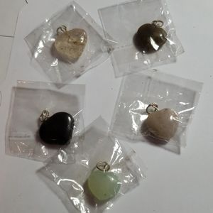5 Gem Stone Heart Pendants